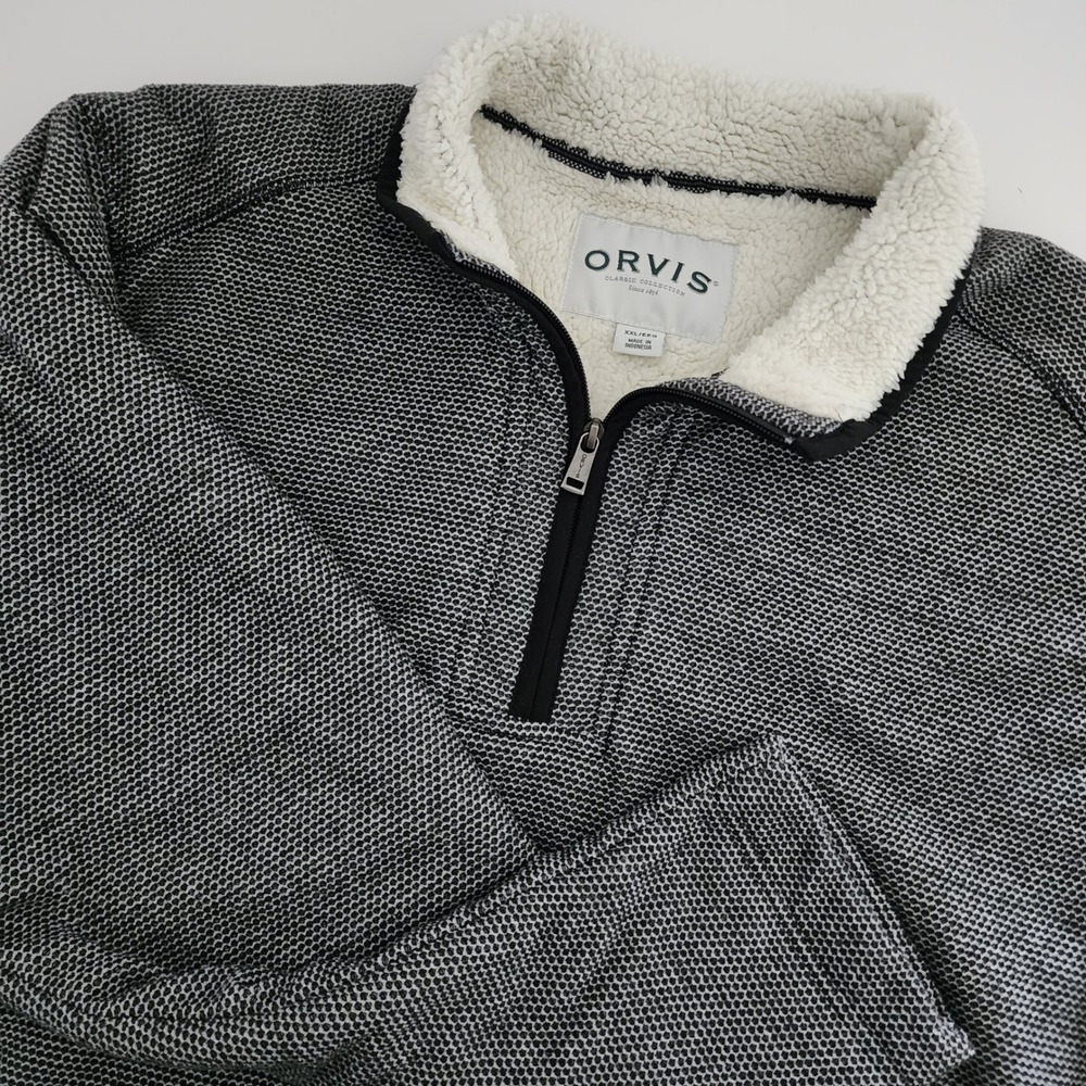 Orvis Men's XXL Classic Collection Sherpa Lined Quarter Zip Pullover Sweater